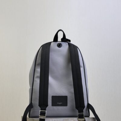 YSL 25S CITY BACKPACK 38 IN SLATE GRAY CANVAS AND CALFSKIN