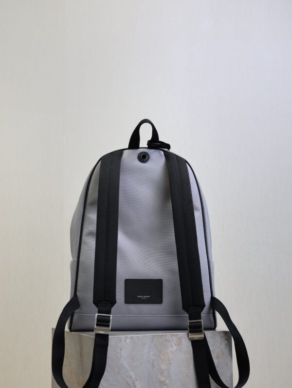 YSL 25S CITY BACKPACK 38 IN SLATE GRAY CANVAS AND CALFSKIN