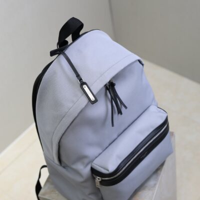 YSL 25S CITY BACKPACK 38 IN SLATE GRAY CANVAS AND CALFSKIN