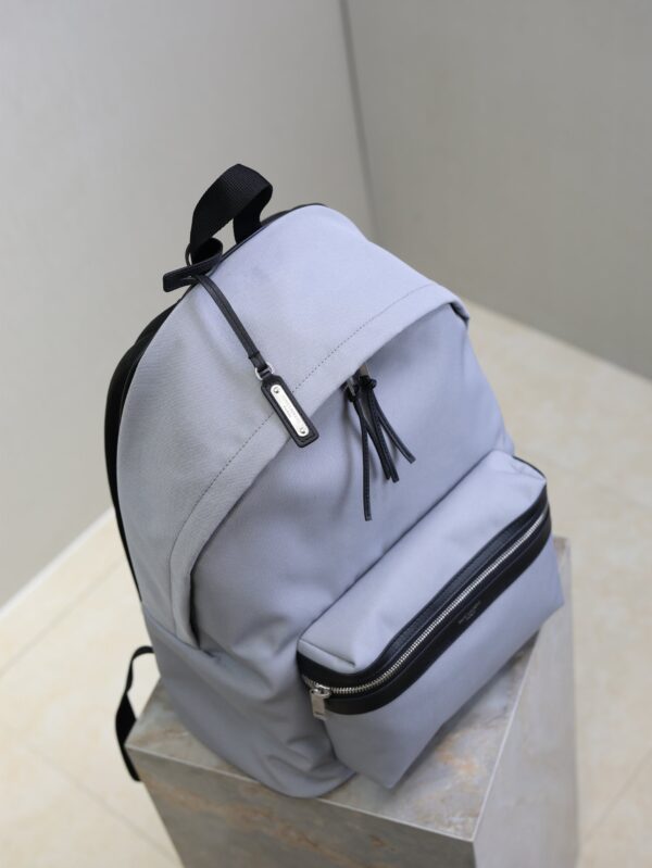 YSL 25S CITY BACKPACK 38 IN SLATE GRAY CANVAS AND CALFSKIN