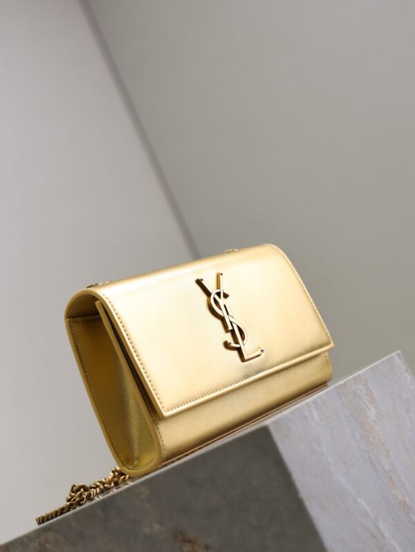 YSL 25S KATE BAG 20 IN GOLD METALLIC CALFSKIN GOLD HARDWARE