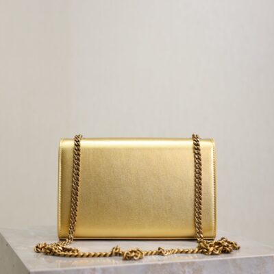 YSL 25S KATE BAG 20 IN GOLD METALLIC CALFSKIN GOLD HARDWARE