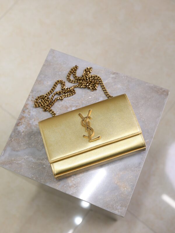 YSL 25S KATE BAG 20 IN GOLD METALLIC CALFSKIN GOLD HARDWARE
