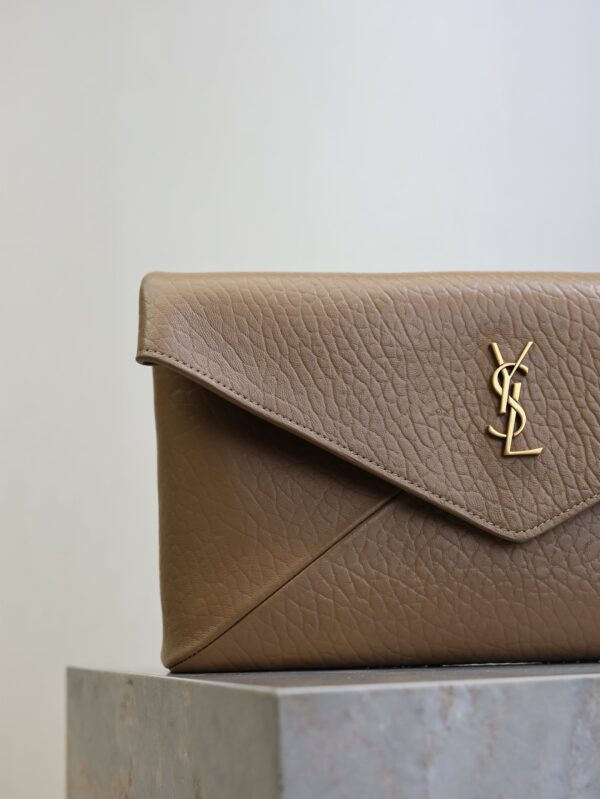 imgHD_f8c0bdc9_20250821_i1755767327615_1791_0_4_jpg YSL 25S CASSANDRE LARGE ENVELOPE POUCH 29 IN DARK TAUPE CALFSKIN GOLD HARDWRE