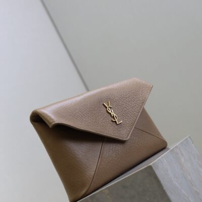 imgHD_f8c0bdc9_20250821_i1755767328605_6908_0_2_jpg YSL 25S CASSANDRE LARGE ENVELOPE POUCH 29 IN DARK TAUPE CALFSKIN GOLD HARDWRE