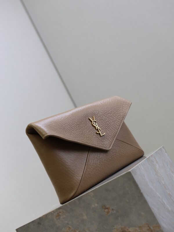 imgHD_f8c0bdc9_20250821_i1755767328605_6908_0_2_jpg YSL 25S CASSANDRE LARGE ENVELOPE POUCH 29 IN DARK TAUPE CALFSKIN GOLD HARDWRE