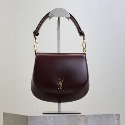YSL 25S MINI VOLTAIRE 21 IN ROUGE CABERNET CALFSKIN SAINT LAURENT GOLD HARDWARE