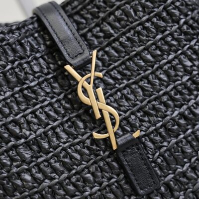 imgHD_f8c0bdc9_20250824_i1756022635228_6679_0_5_jpg YSL 25S LE 5 À 7 SUPPLE SMALL 16 IN BLACK RAFFIA AND LEATHER GOLD HARDWRE