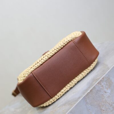 YSL 25S LE 5 À 7 SUPPLE BABY 16 IN RAFFIA AND CALFSKIN GOLD HARDWRE