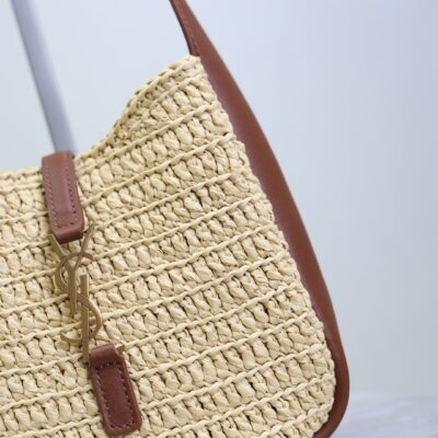 YSL 25S LE 5 À 7 SUPPLE BABY 16 IN RAFFIA AND CALFSKIN GOLD HARDWRE