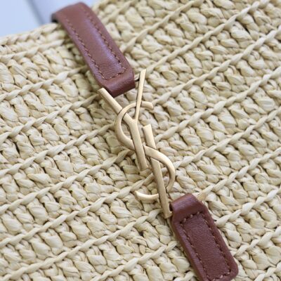 YSL 25S LE 5 À 7 SUPPLE BABY 16 IN RAFFIA AND CALFSKIN GOLD HARDWRE