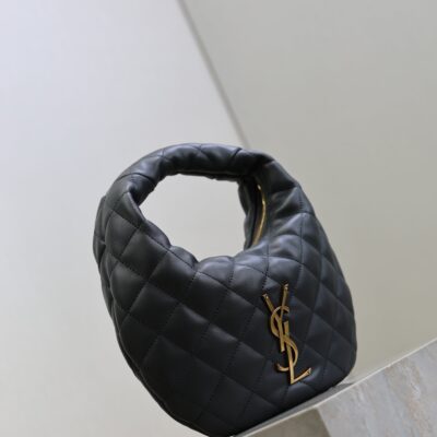 YSL 25S ICARINO 17 IN BLACK QUILTED CALFSKIN GOLD HARDWARE