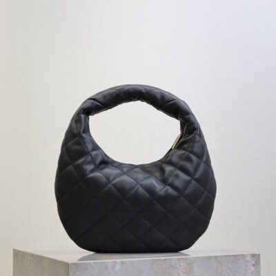 YSL 25S ICARINO 17 IN BLACK QUILTED CALFSKIN GOLD HARDWARE