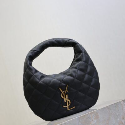 YSL 25S ICARINO 17 IN BLACK QUILTED CALFSKIN GOLD HARDWARE