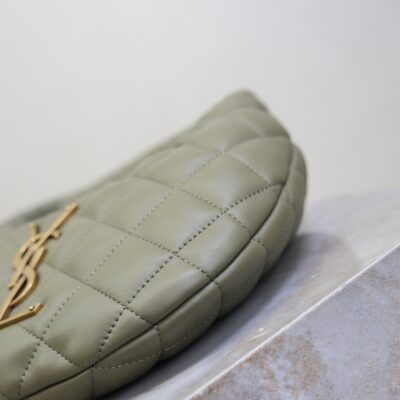 YSL 25S ICARE BABY 17 IN DARK OLIVE QUILTED CALFSKIN GOLD HARDWARE