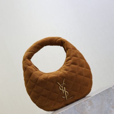 YSL 25S ICARINO MINI 17 IN CARAMEL QUILTED SUEDE GOLD HARDWARE