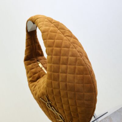 YSL 25S ICARINO 44 IN CARAMEL QUILTED SUEDE GOLD HARDWARE