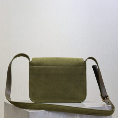 YSL 25S NIKI SATCHEL 22 IN BARLEY GREEN SUEDE GOLD HARDWARE
