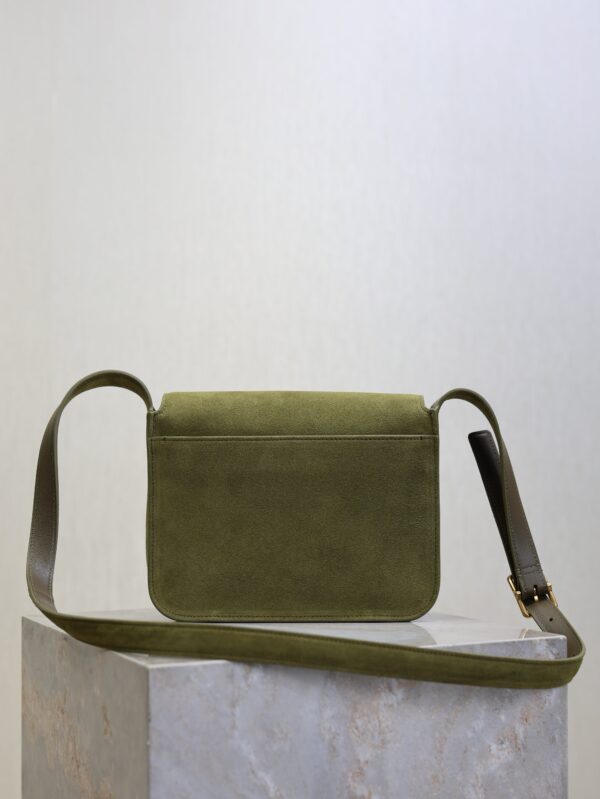 YSL 25S NIKI SATCHEL 22 IN BARLEY GREEN SUEDE GOLD HARDWARE