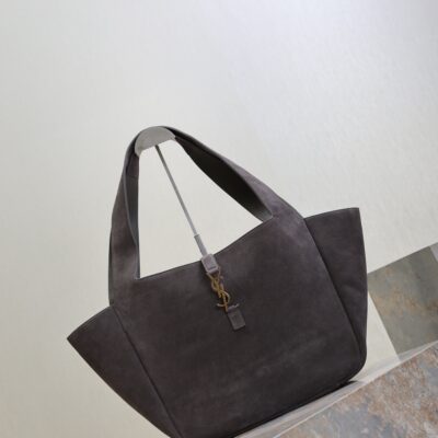 imgHD_f8c0bdc9_20250903_i1756883667587_3456_0_1_jpg YSL 25S LE 5 À 7 BEA 50 IN DARK GRAY SUEDE GOLD HARDWRE