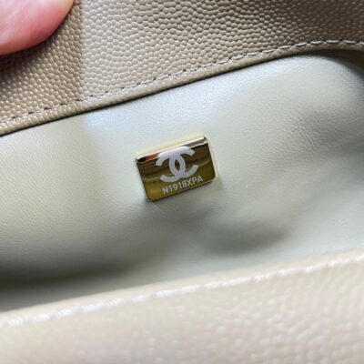 CHANEL 26S COCO HANDLE BAG 32 IN OLIVE BROWN CAVIAR CALFSKIN GOLD HARDWARE