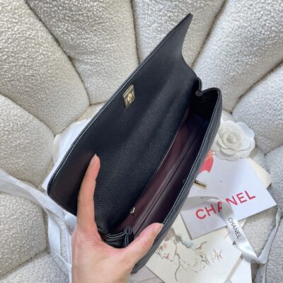 CHANEL 26S COCO HANDLE BAG 32 IN BLACK GRAINED CALFSKIN GOLD HARDWARE