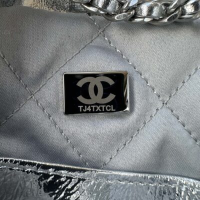 CC MINI 20 BAG IN SILVER METALLIC LAMBSKIN