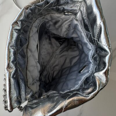 CC MINI 20 BAG IN SILVER METALLIC LAMBSKIN