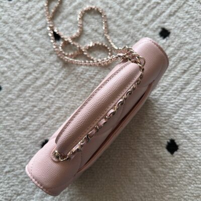 CHANEL 25S MINI FLAP BAG 19 IN LIGHT PINK CAVIAR LEATHER