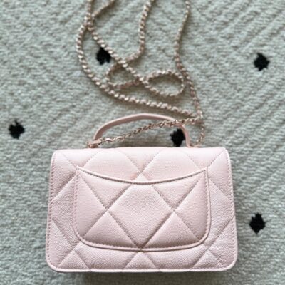 CHANEL 25S MINI FLAP BAG 19 IN LIGHT PINK CAVIAR LEATHER