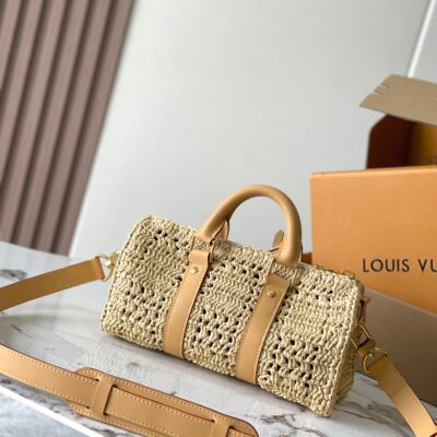 img_1578ca1d_20240730_a1722277733119_0251_jpg KEEPALL BANDOULIÈRE 25 IN BEIGE CROCHETED RAFFIA AND CALFSKIN TRIM
