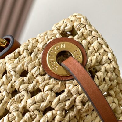 img_1578ca1d_20240730_a1722277875957_1622_jpg NOÉ PURSE 24 IN BEIGE CROCHETED RAFFIA AND BROWN CALFSKIN TRIM