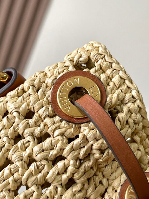 img_1578ca1d_20240730_a1722277875957_1622_jpg NOÉ PURSE 24 IN BEIGE CROCHETED RAFFIA AND BROWN CALFSKIN TRIM