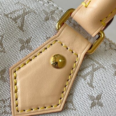 SPEEDY BANDOULIÈRE 20 IN WHITE MONOGRAM JACQUARD AND BEIGE CALFSKIN TRIM