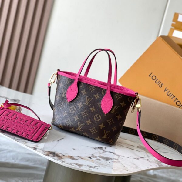 img_1578ca1d_20241009_a1728446860682_6118_jpg NEVERFULL BANDOULIÈRE INSIDE OUT BB 24 IN BROWN MONOGRAM CANVAS AND PINK CALFSKIN