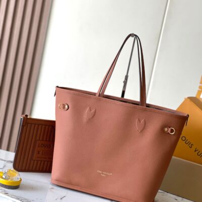 NEVERFULL INSIDE OUT MM 31 IN BROWN MONOGRAM CANVAS AND CALFSKIN TRIM