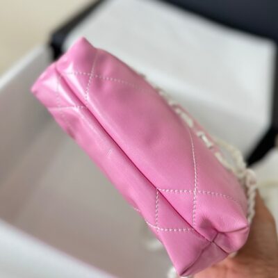 CC HOBO MINI 20CM PINK WHITE LAMBSKIN