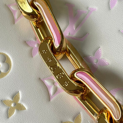 COUSSIN BB 21 IN WHITE MONOGRAM EMBOSSED LAMBSKIN GOLD HARDWARE
