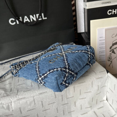 CC MINI 20 CROSSBODY BAG IN BLUE DENIM WITH CHAIN