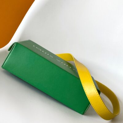 SHOPPER BAG 23 IN GREEN YELLOW CALFSKIN EMBROIDERED LOGO