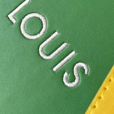 SHOPPER BAG 23 IN GREEN YELLOW CALFSKIN EMBROIDERED LOGO