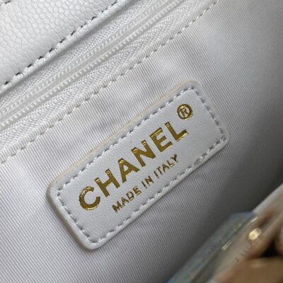 CHANEL 26S QUILTED SMALL SHOPPING TOTE 25 IN WHITE CAVIAR CALFSKIN GOLD HARDWARE