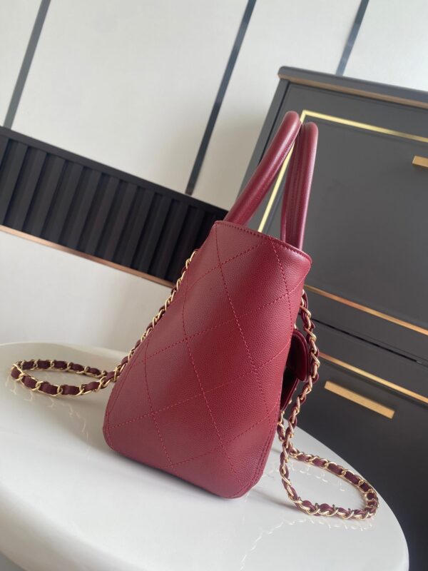 CHANEL 26S QUILTED SMALL SHOPPING TOTE 25 IN BURGUNDY RED CAVIAR CALFSKIN GOLD HARDWARE