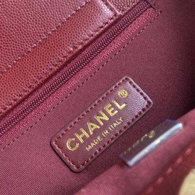CHANEL 26S QUILTED SMALL SHOPPING TOTE 25 IN BURGUNDY RED CAVIAR CALFSKIN GOLD HARDWARE