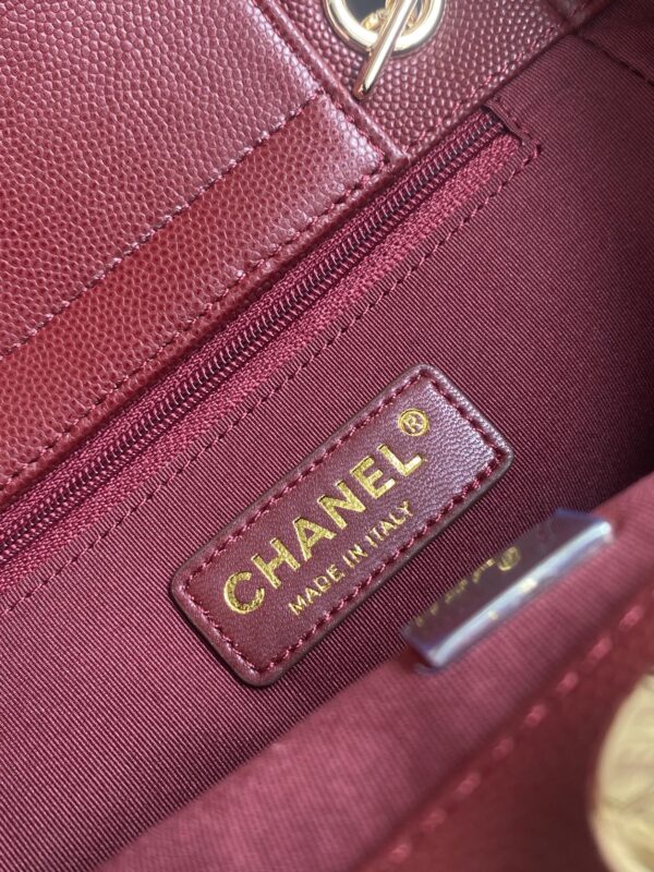 CHANEL 26S QUILTED SMALL SHOPPING TOTE 25 IN BURGUNDY RED CAVIAR CALFSKIN GOLD HARDWARE