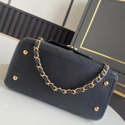 CHANEL 26S QUILTED SMALL SHOPPING TOTE 25 IN BLACK CAVIAR CALFSKIN GOLD HARDWARE