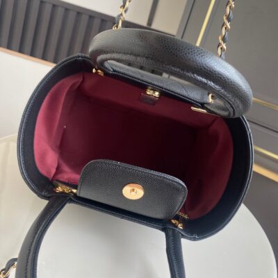 CHANEL 26S QUILTED SMALL SHOPPING TOTE 25 IN BLACK CAVIAR CALFSKIN GOLD HARDWARE