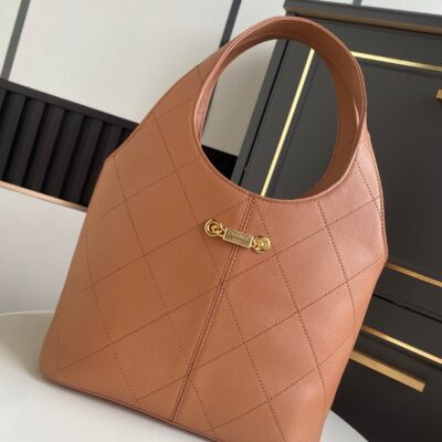 CHANEL 26S QUILTED HOBO LARGE BAG 35 IN CARAMEL BROWN CALFSKIN GOLD HARDWARE