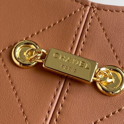 CHANEL 26S QUILTED HOBO BAG 27 IN CARAMEL BROWN CALFSKIN GOLD HARDWARE