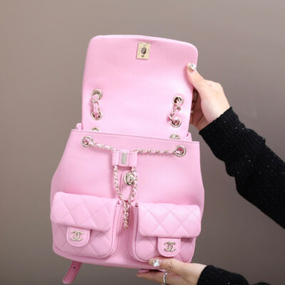 CHANEL 25S BACKPACK 21 CM IN LIGHT PINK LAMBSKIN